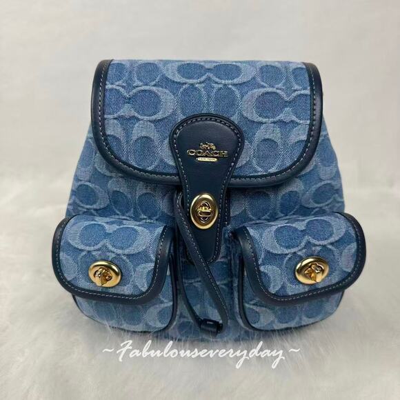 Coach Handbags - Coach Hadley Backpack In Signature Denim Gold/Indigo CDB95 NWT